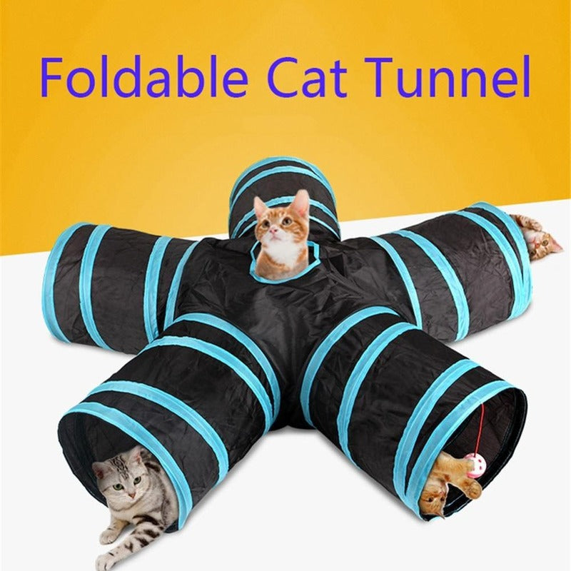 Foldable Cat Tunnel Toy – 3-Way Pet Play Tunnel