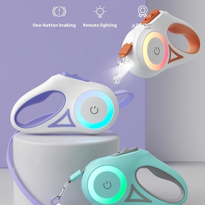 LED Retractable Dog leash with spotlight