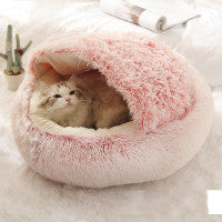 2-in-1 Cozy Pet Cave Bed for Cats & Small Dogs