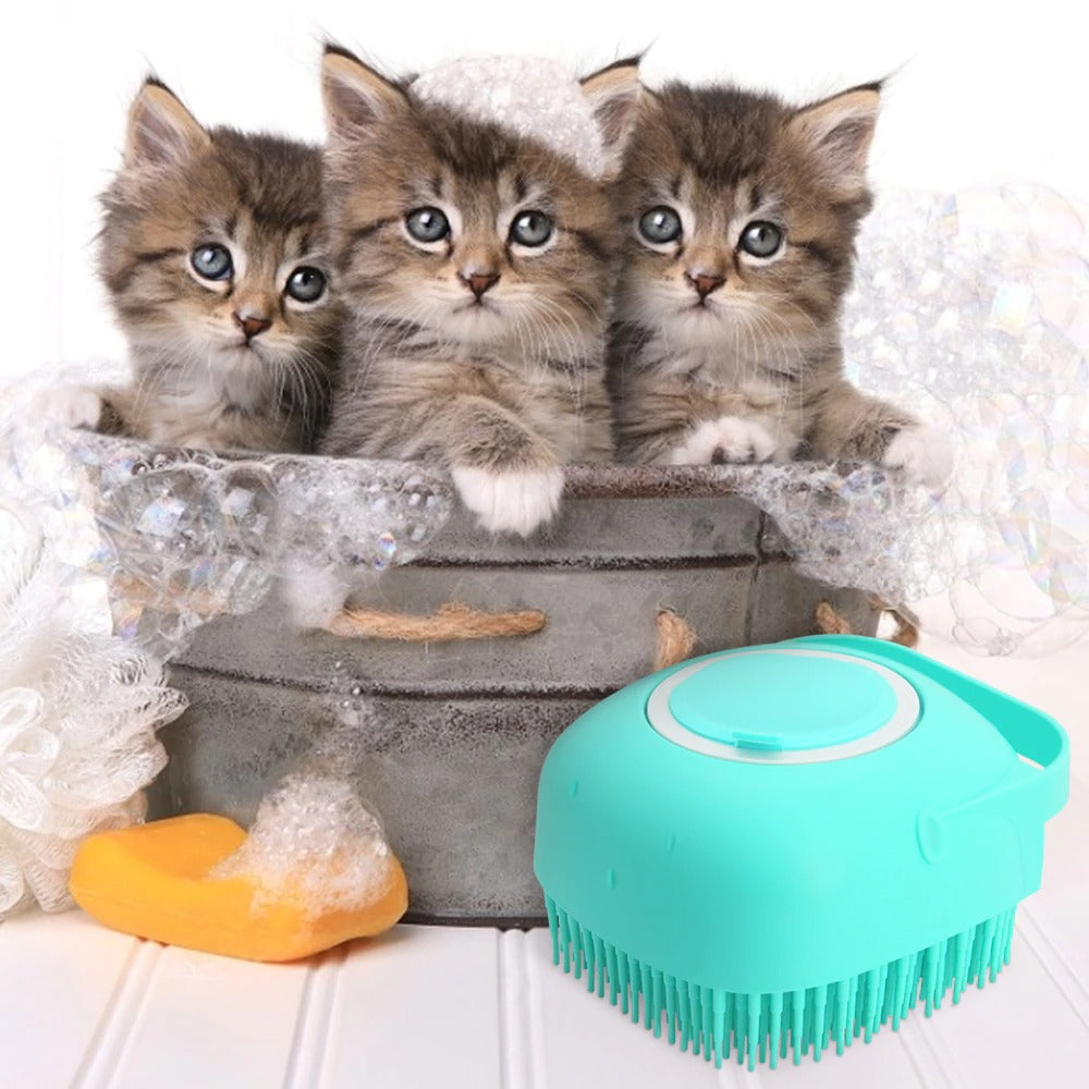 2-in-1 Pet Bath Massage Brush for Dogs & Cats
