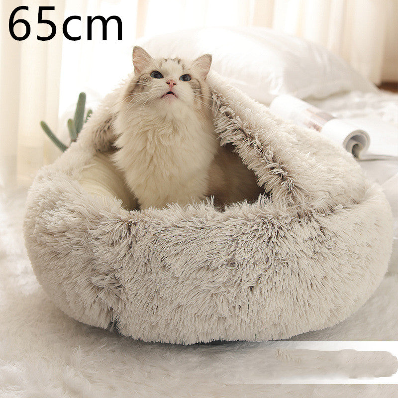 2-in-1 Cozy Pet Cave Bed for Cats & Small Dogs
