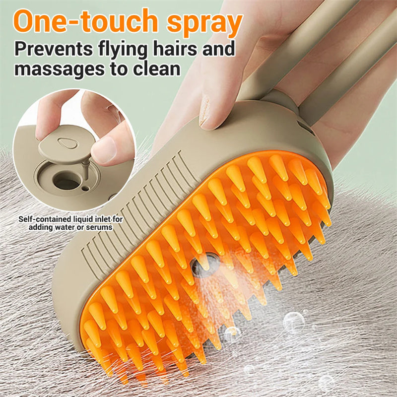 3 in 1 Electric Steam Pet Brush – Cat & Dog Grooming Spray Brush