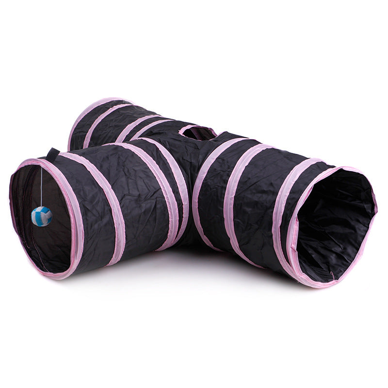 Foldable Cat Tunnel Toy – 3-Way Pet Play Tunnel