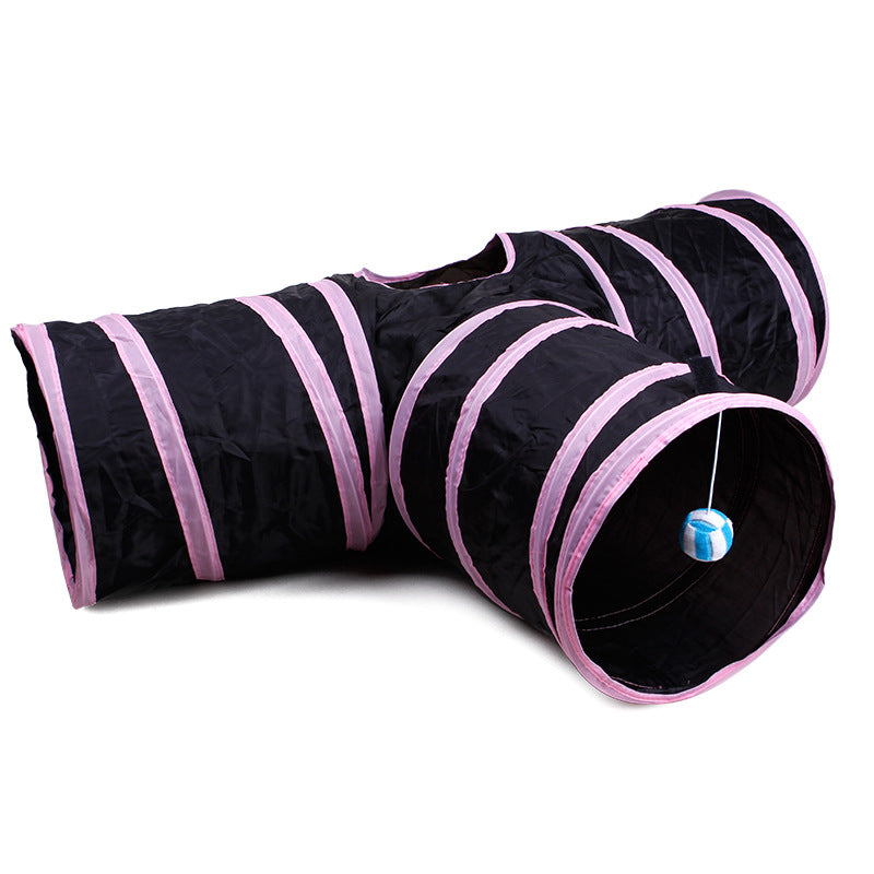 Foldable Cat Tunnel Toy – 3-Way Pet Play Tunnel