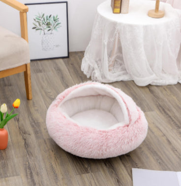 2-in-1 Cozy Pet Cave Bed for Cats & Small Dogs