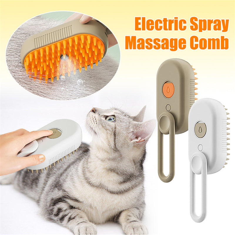 3 in 1 Electric Steam Pet Brush – Cat & Dog Grooming Spray Brush