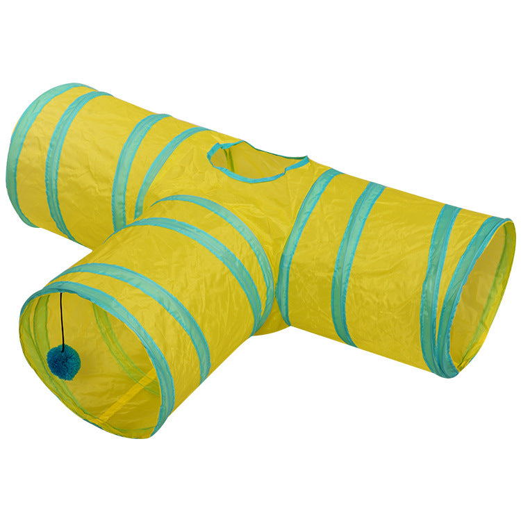 Foldable Cat Tunnel Toy – 3-Way Pet Play Tunnel