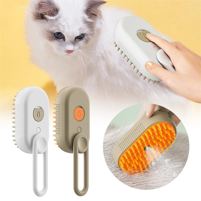 3 in 1 Electric Steam Pet Brush – Cat & Dog Grooming Spray Brush