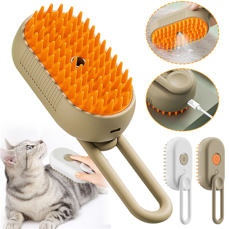 3 in 1 Electric Steam Pet Brush – Cat & Dog Grooming Spray Brush