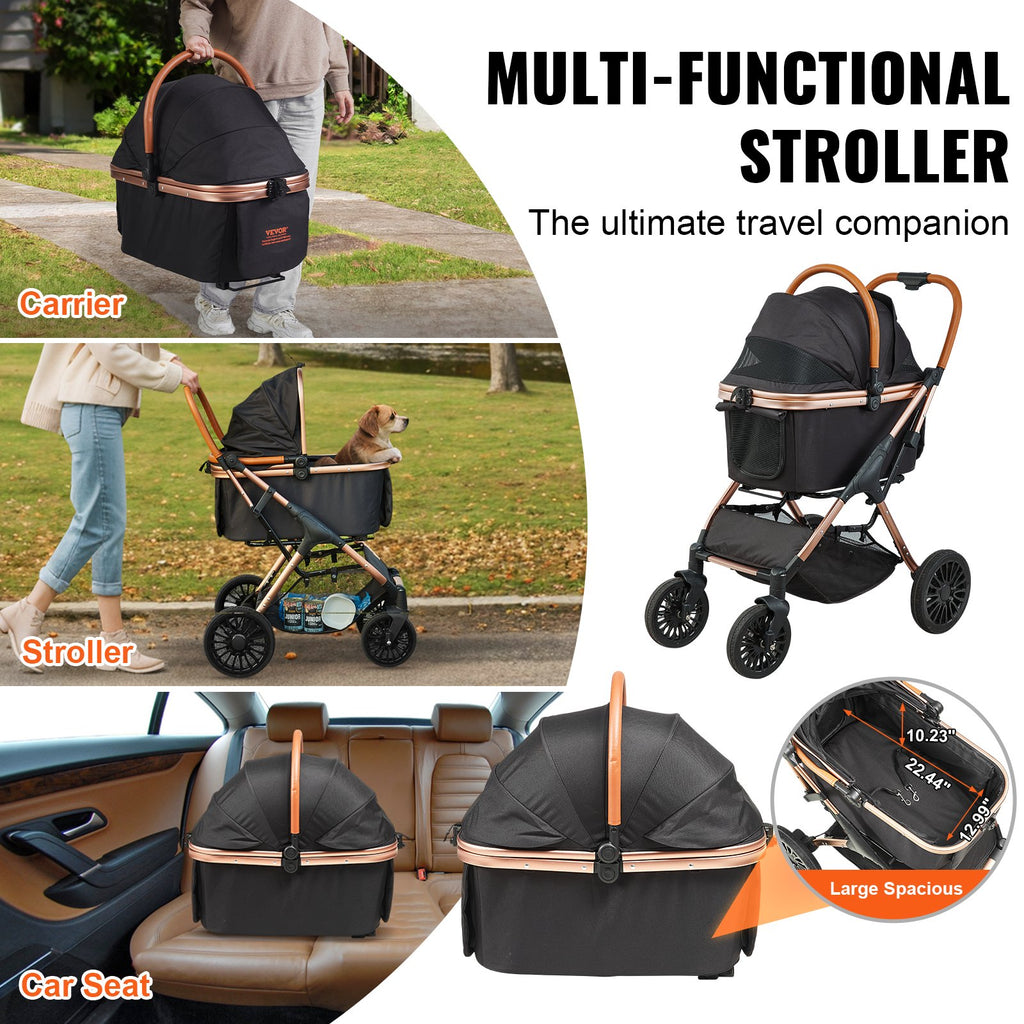 Foldable Pet Stroller for Cats & Small Dogs