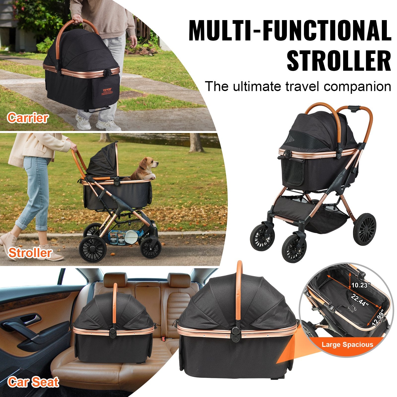 Foldable Pet Stroller for Cats & Small Dogs