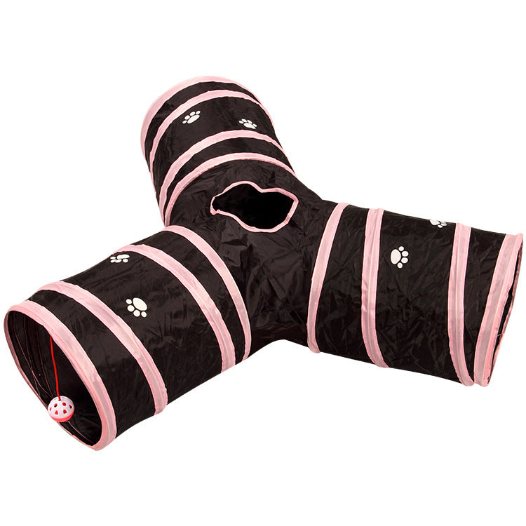 Foldable Cat Tunnel Toy – 3-Way Pet Play Tunnel