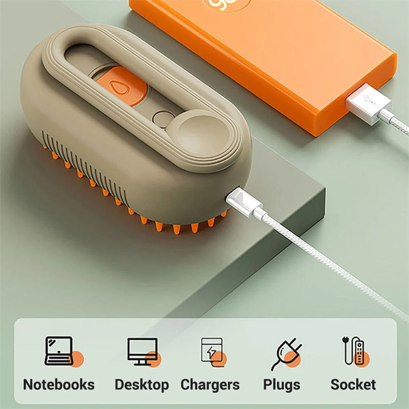 3 in 1 Electric Steam Pet Brush – Cat & Dog Grooming Spray Brush