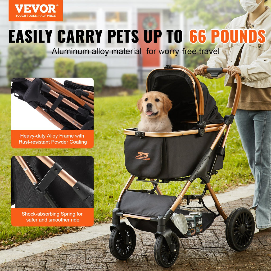 Foldable Pet Stroller for Cats & Small Dogs